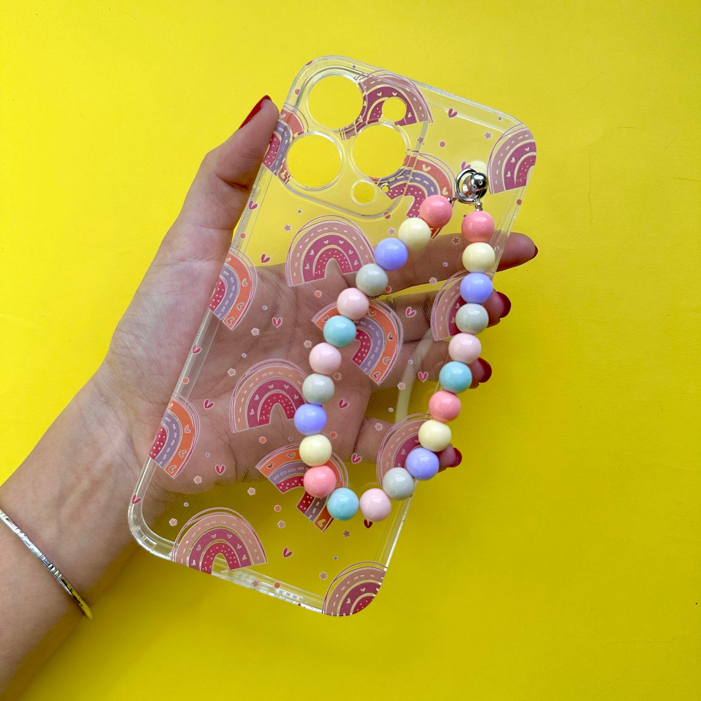 Dreambow Transparent Pastel Fall Chain Phone Cover - Casebasket