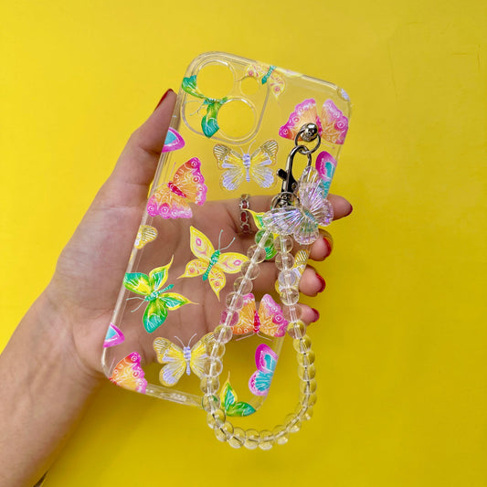 Flutterize Transparent Pearlfly Fall Chain Phone Cover - Casebasket