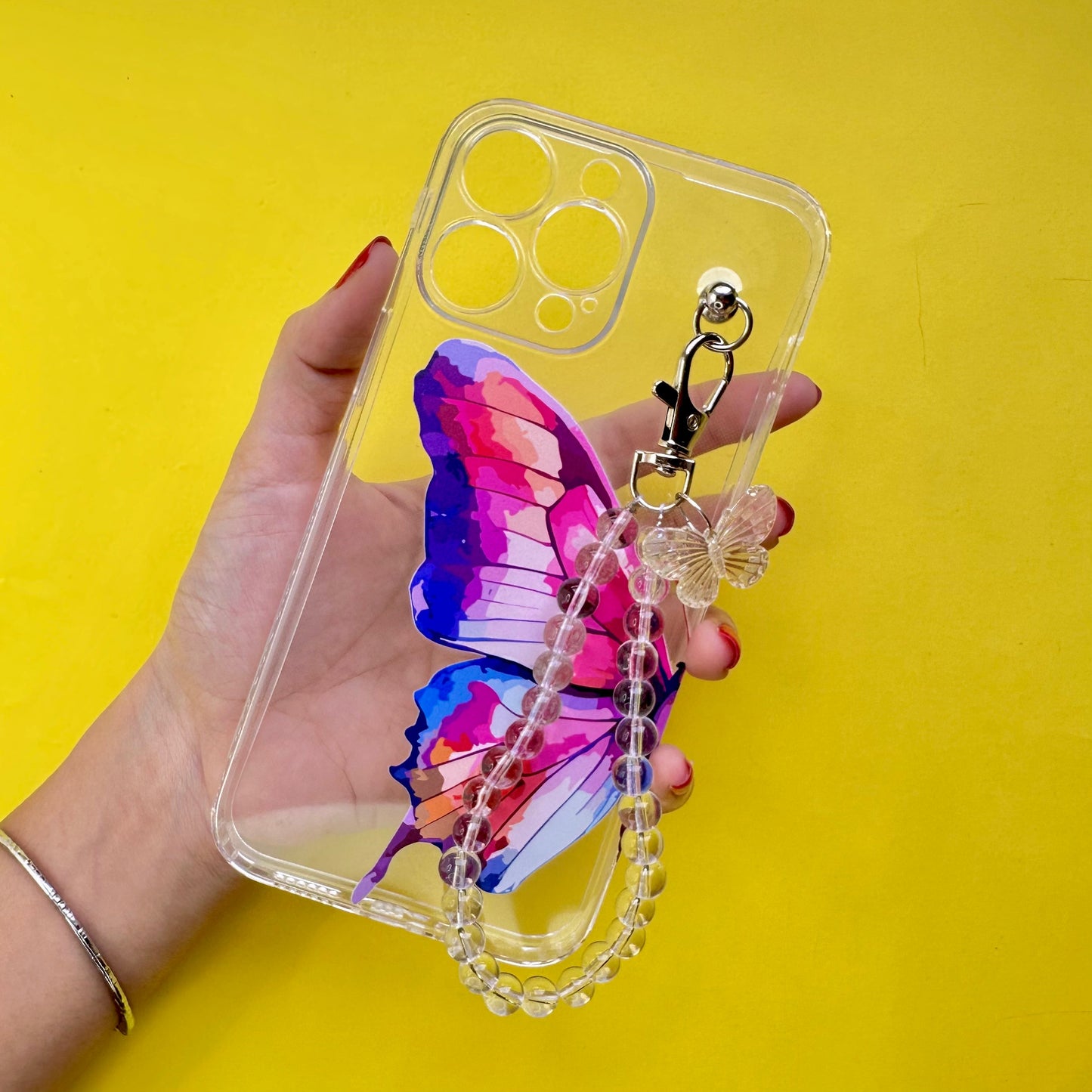RosyWings Transparent Pearlfly Fall Chain Phone Cover - Casebasket