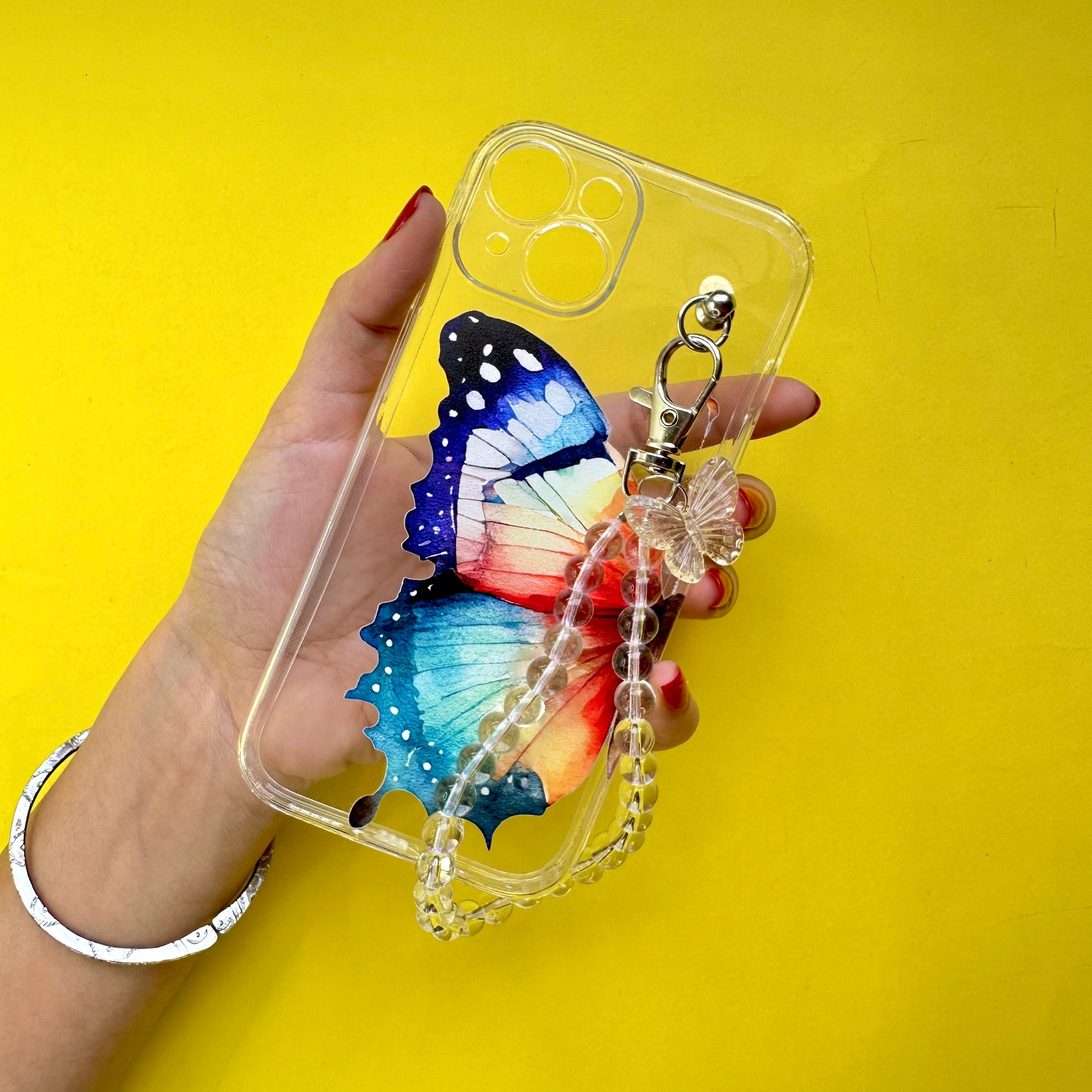 Flitzy Transparent Pearlfly Fall Chain Phone Cover - Casebasket