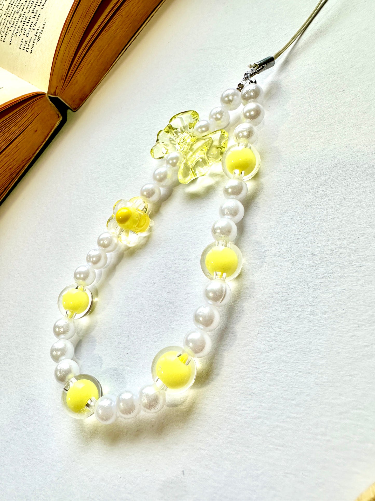 Lemon Pearl Bow Phone Chain Charm