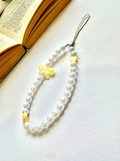 Buttercup Pearl Bow Phone Chain Charm