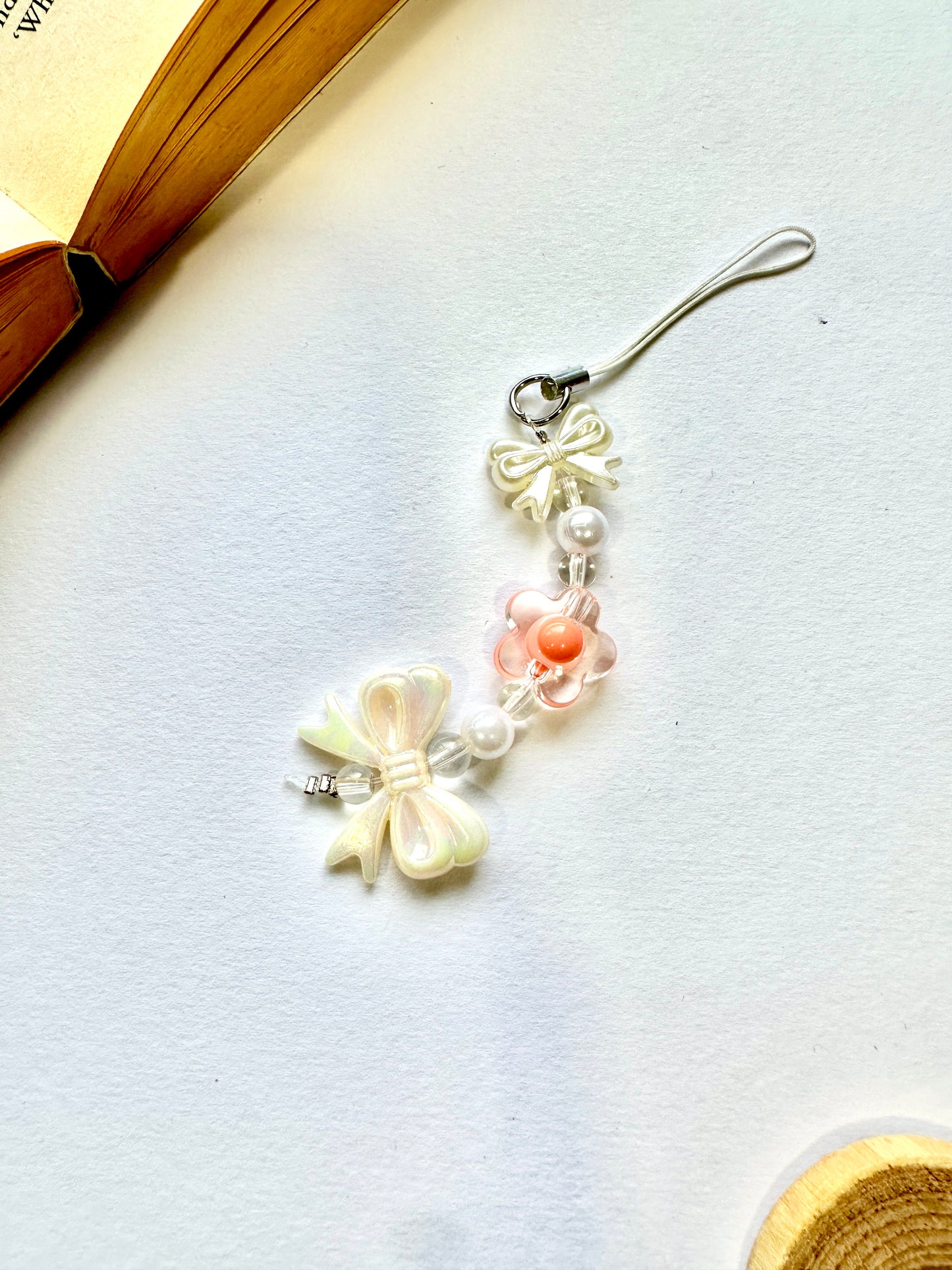 Peach Pearl Phone Chain Charm