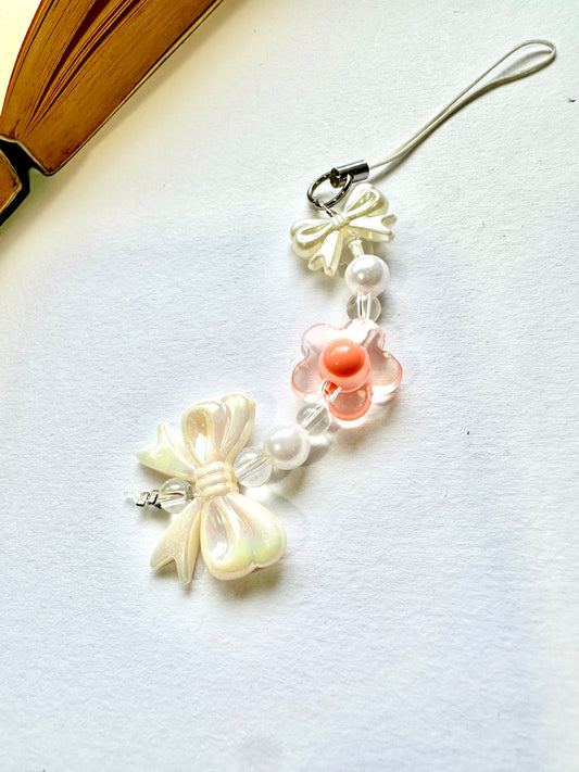 Peach Pearl Phone Chain Charm
