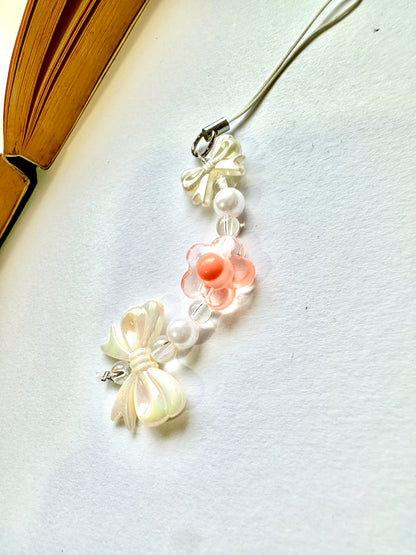 Peach Pearl Phone Chain Charm