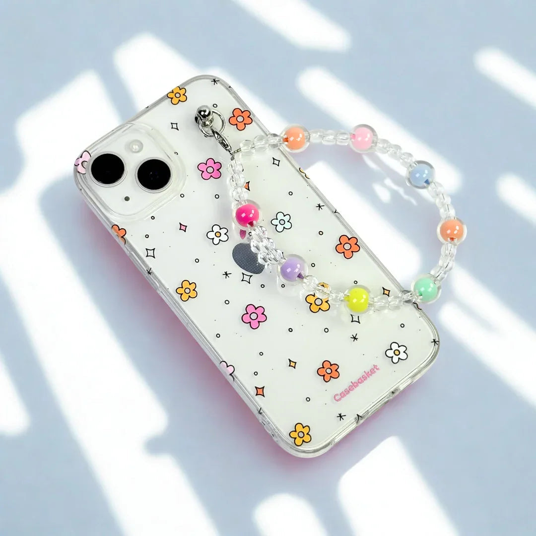 Mini Daisy Confetti Transparent Fall Chain Phone Cover