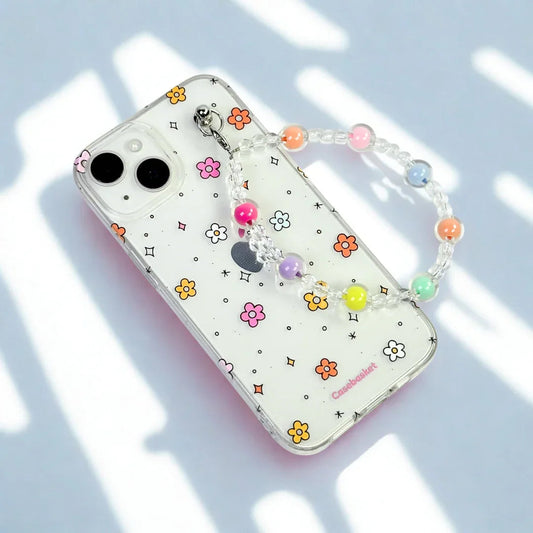 Mini Daisy Confetti Transparent Fall Chain Phone Cover