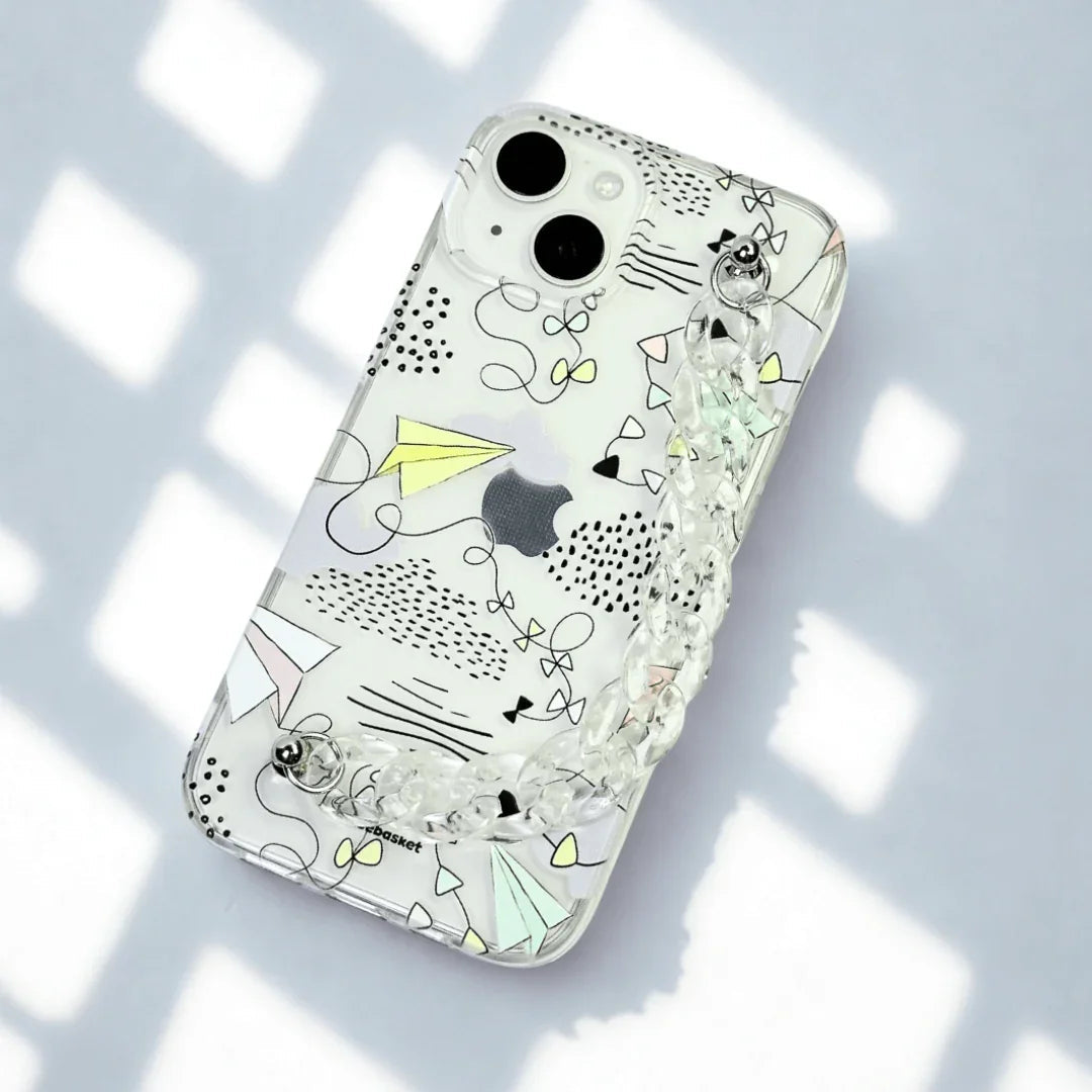Paper Plane Crystal Chain Silicone Phone Cover