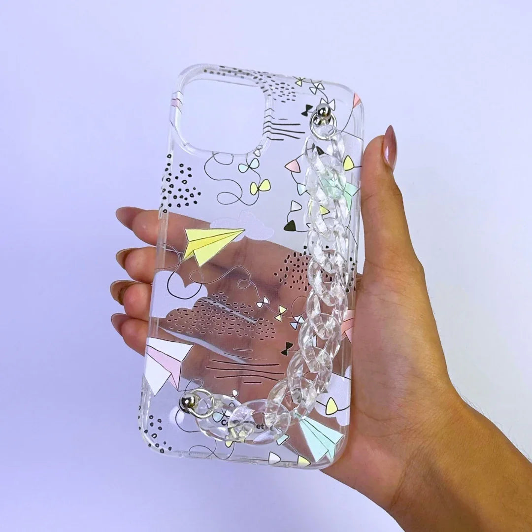 Paper Plane Crystal Chain Silicone Phone Cover