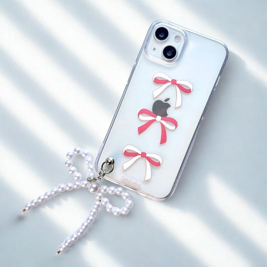 Cutie Trio Bow Bead Pearl Phone Cover