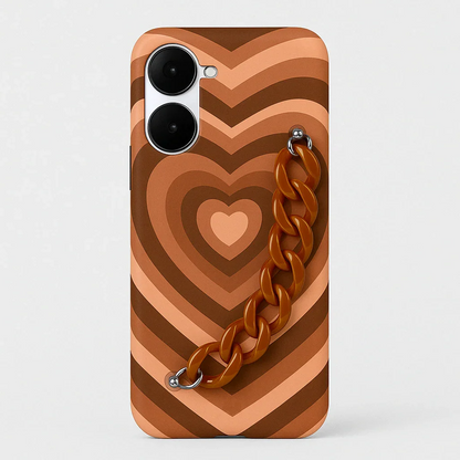 Y2K Heart Brown Chain Phone Cover