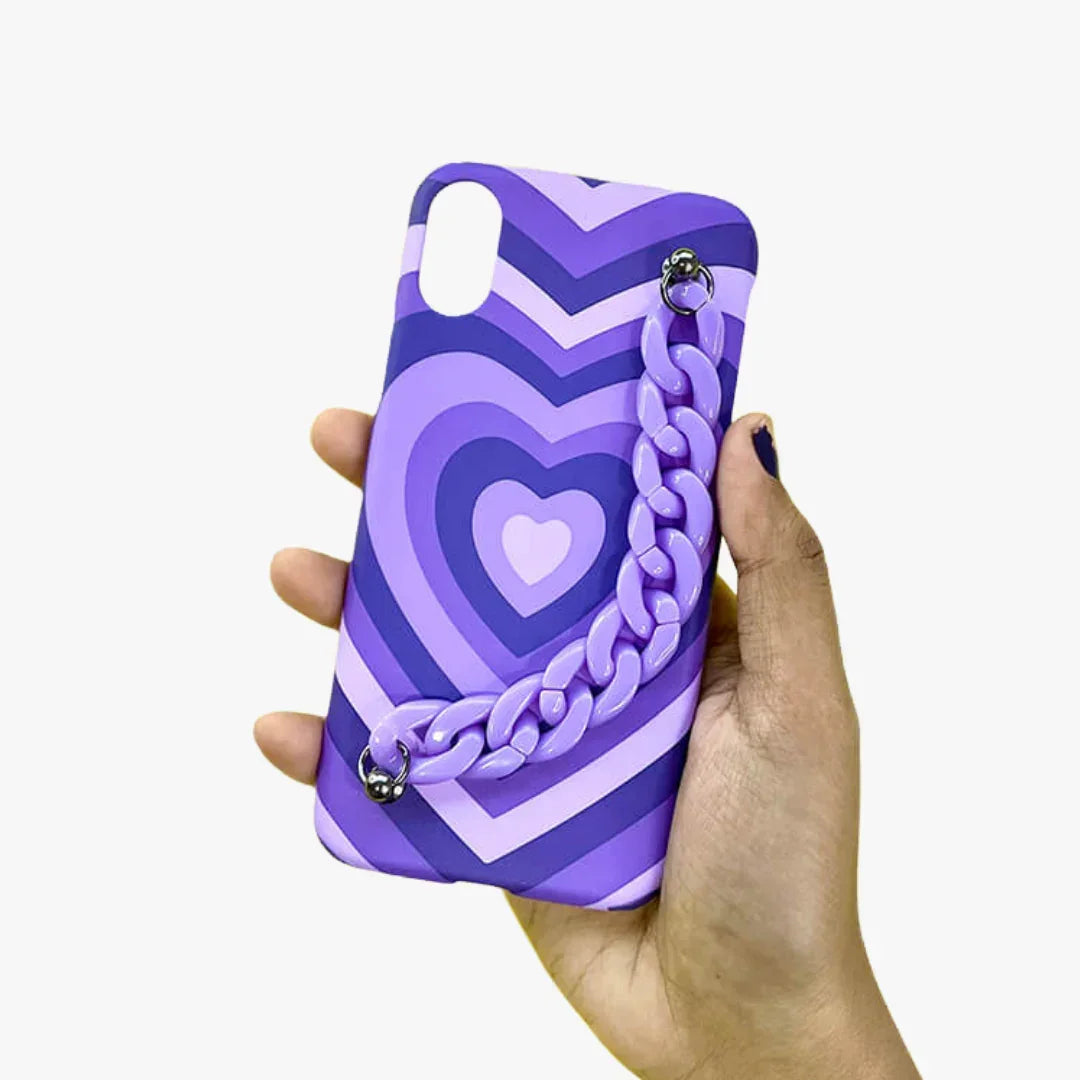 Y2K Heart Purple Chain Phone Cover