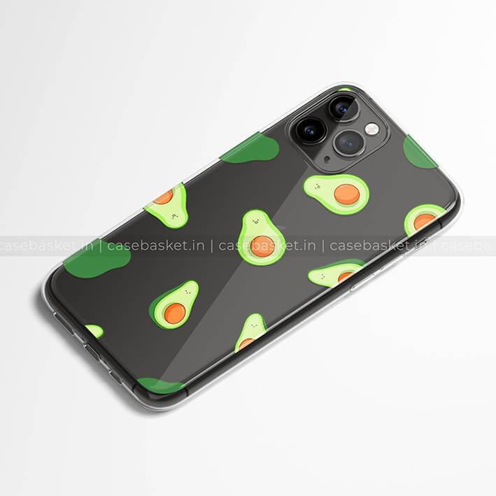 Black phone case with cute avocado pattern for smartphones