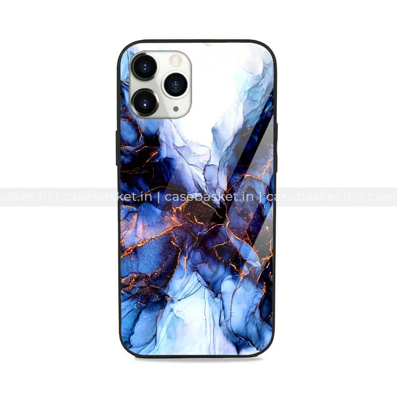 Blue marble abstract phone case with gold veining for modern smartphones