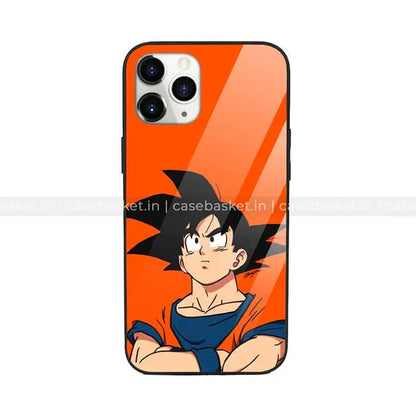 Anime phone case with cartoon character design on orange background for iPhone