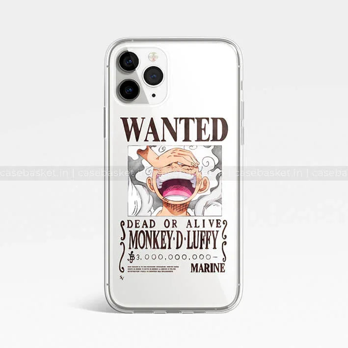 Anime Luffy wanted poster clear phone case for iPhone, manga character design cover
