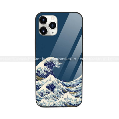 Blue ocean wave design phone case, inspired by Japanese art, for modern smartphones