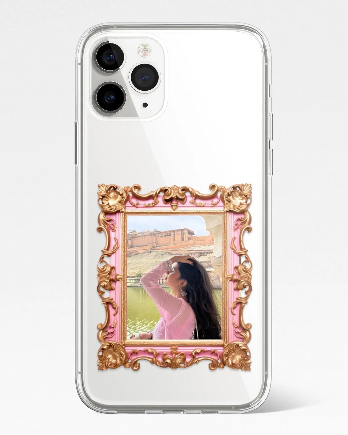 Blush Baroque Frame Transparent Silicone Cover