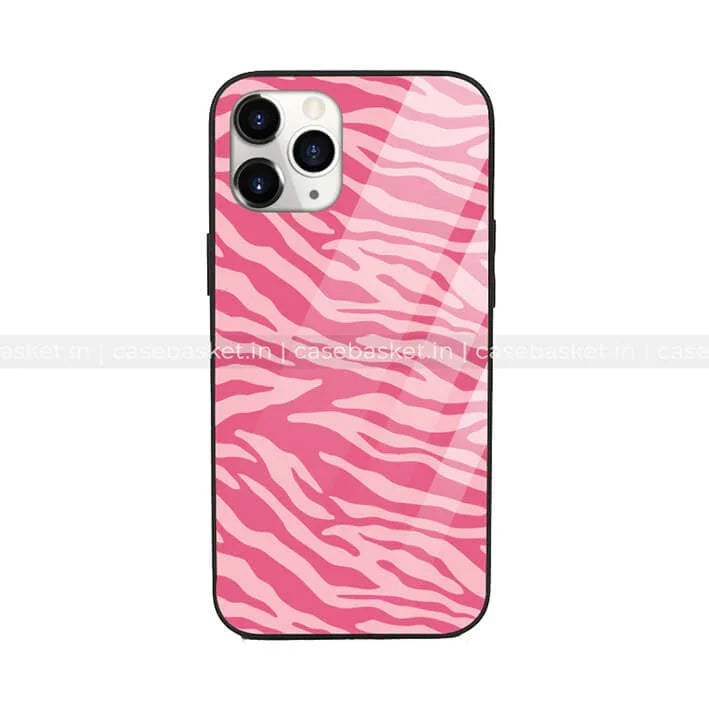 Pink zebra pattern phone case with glossy finish for smartphones
