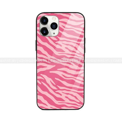 Pink zebra pattern phone case with glossy finish for smartphones