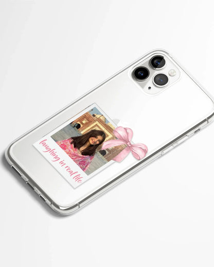 Happy Pink Polaroid Frame Transparent Silicone Cover