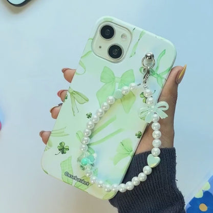 Lucky Chic Mint Bow Fall Chain Phone Cover