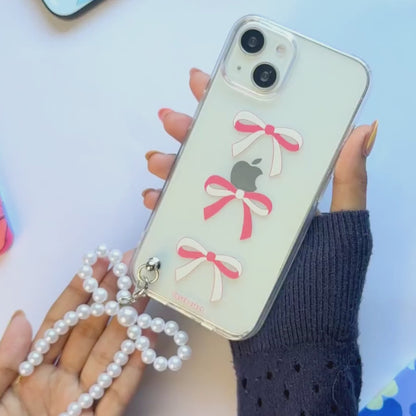Cutie Trio Bow Bead Pearl Phone Cover