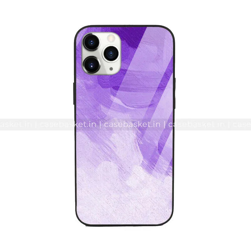 Purple abstract design phone case with glossy finish, compatible with iPhone models