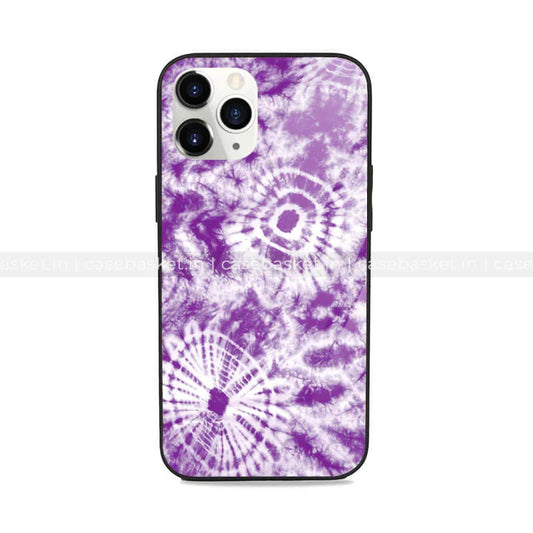 Purple and white tie-dye pattern phone case with protective black edges