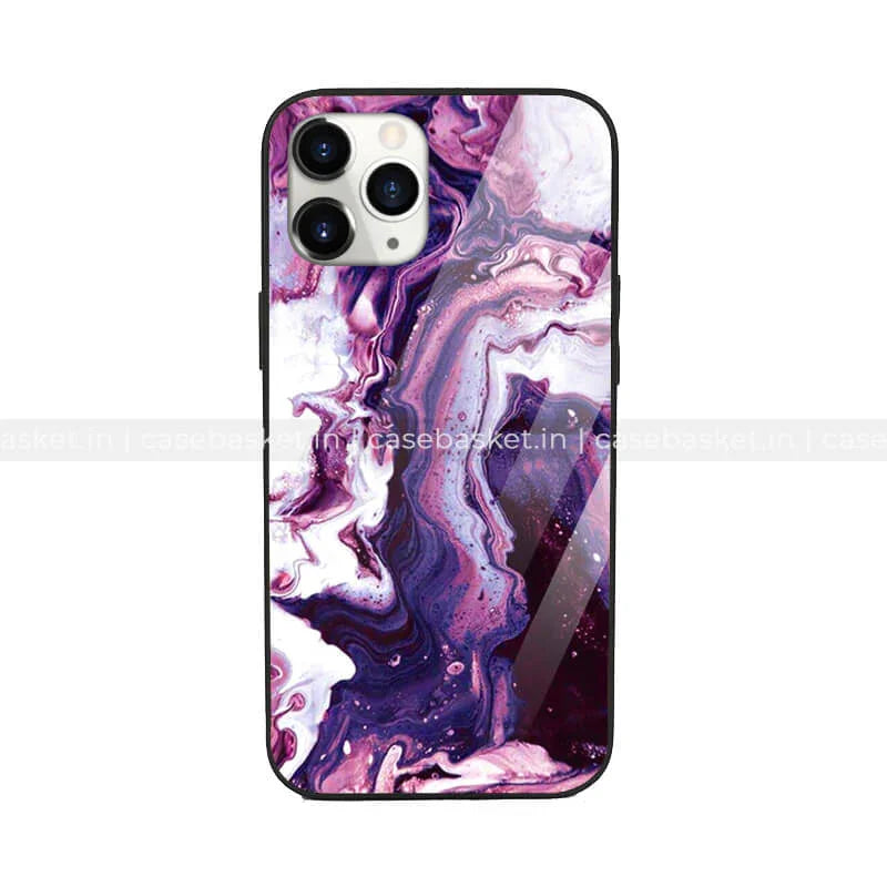 Purple marble pattern phone case for iPhone with glossy finish