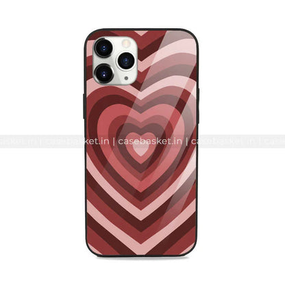 Red and pink heart pattern mobile phone case with glossy finish