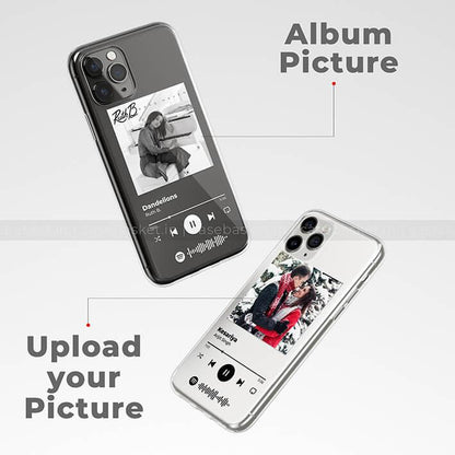 Custom photo music player phone cases showing album cover and personalized picture designs.